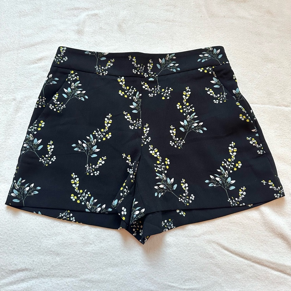 LOFT black floral print dressy shorts